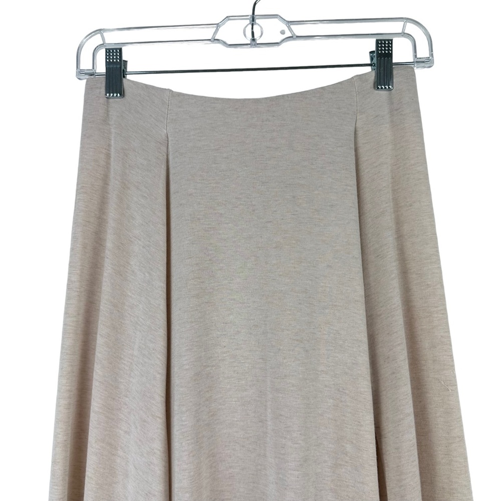Wilfred Aritzia Small Cream Oatmeal Jersey Knit Front Slit Midi Skirt Basic S - Picture 2 of 10